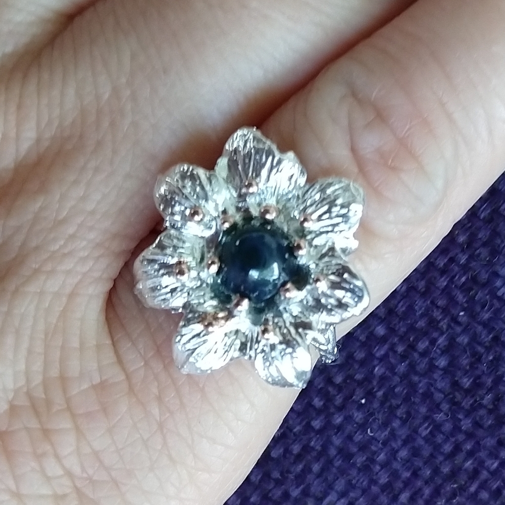 💢 SOLD 💢star sapphire flower art ring - Picture 3 of 8